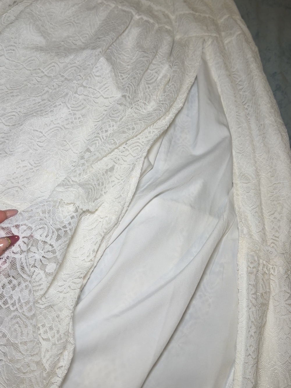 Boho Lace Tiered Maxi Skirt in White - Picture 3 of 4